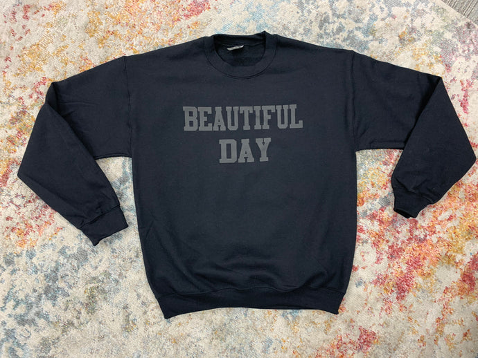 Beautiful Day Puffy Sweatshirt - Black on Black